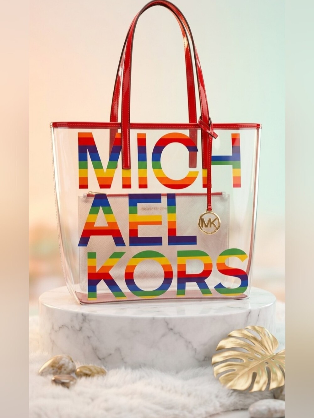 Michael Kors Clear Transparent Rainbow LGBTQ Pride Logo Tote Bag